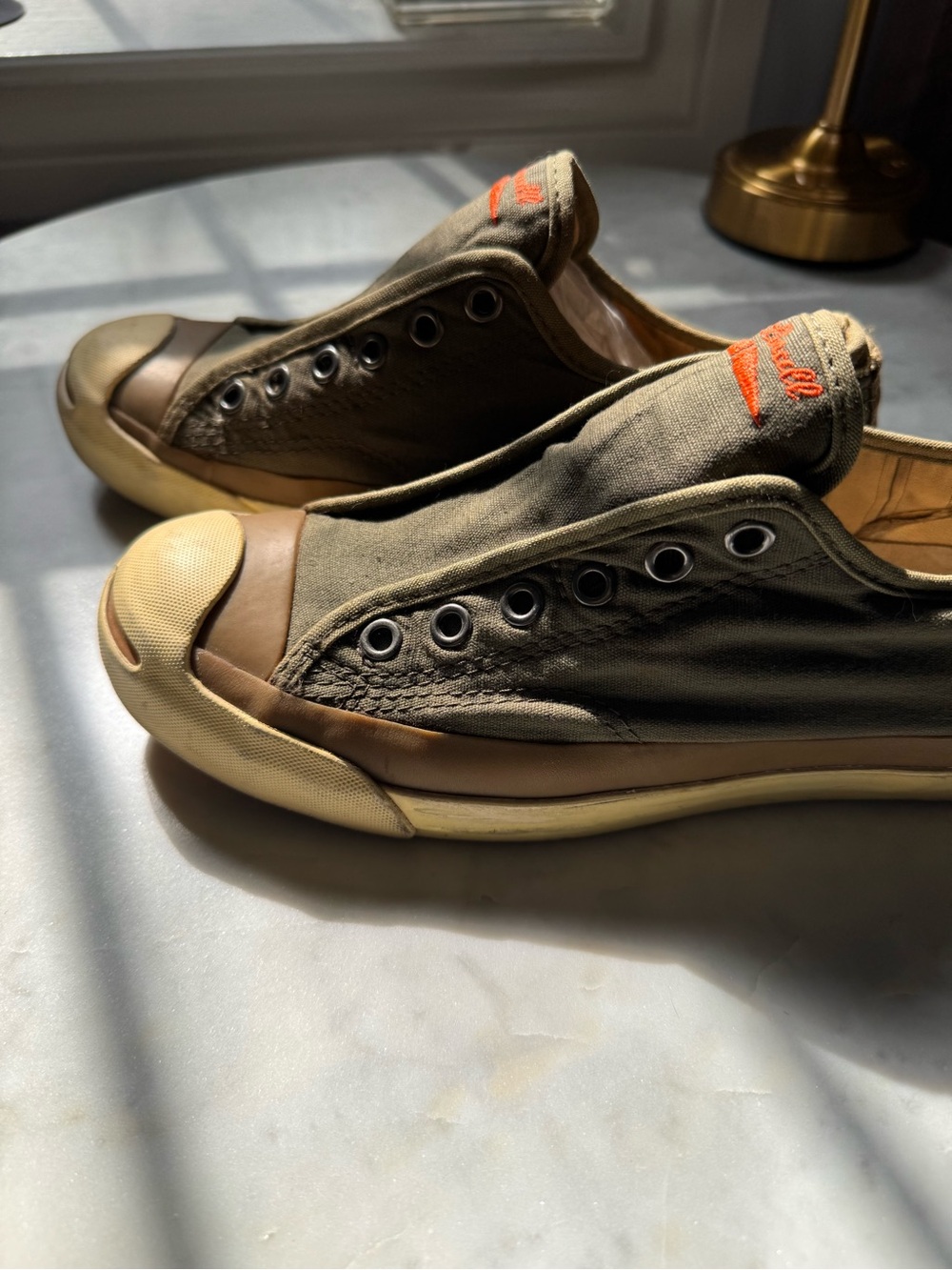 Limited Edition All Star Converse Olive Green Slip-On Canvas Sneakers